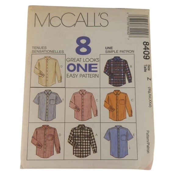 McCalls Sewing Pattern 8409 Mens Western Style Button-Up Shirts Size Z (Xlg-Xxl- - Picture 4 of 7